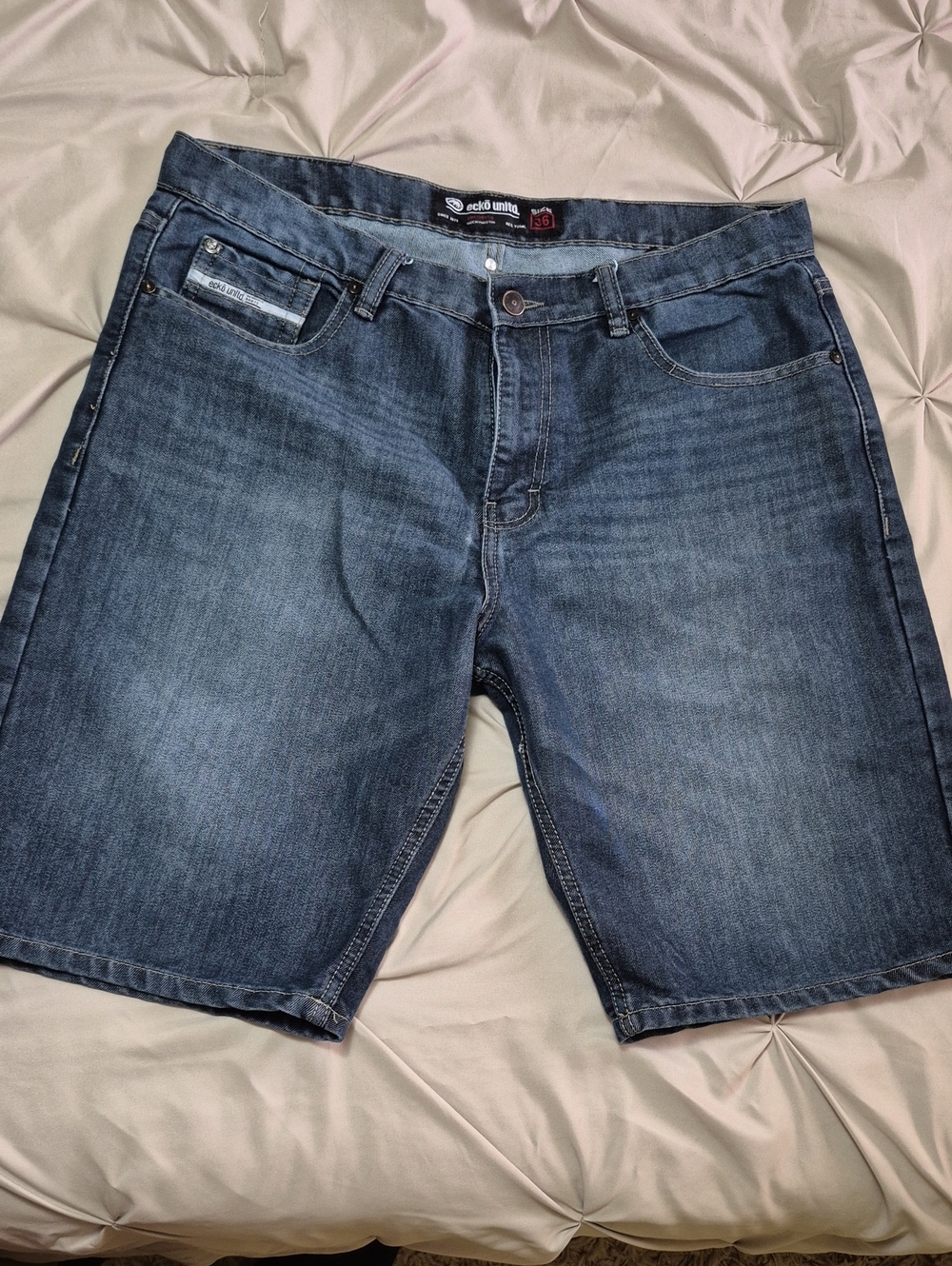 Ecko Unlimited Dark Wash Denim Jean Shorts - Picture 1 of 10